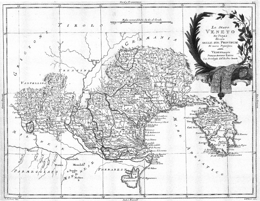 Antonio Zatta: lo Stato Veneto da Terra, in Atlante Novissimo Venezia 1782