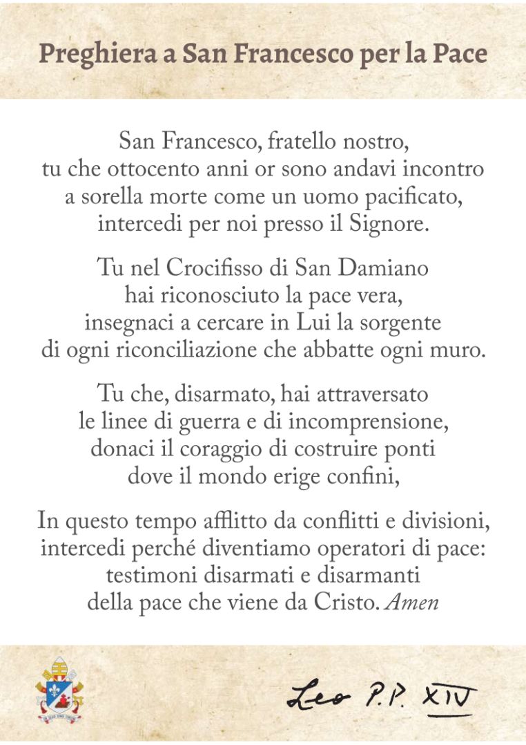 Preghiera di Papa Leone a San Francesco 2